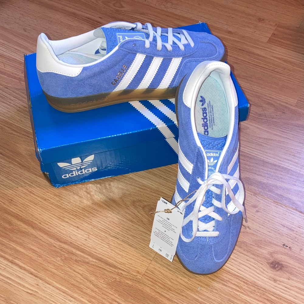 NWT Adidas Gazelle Indoor Blue Fusion Womens Suede Sneakers w Box sz 7